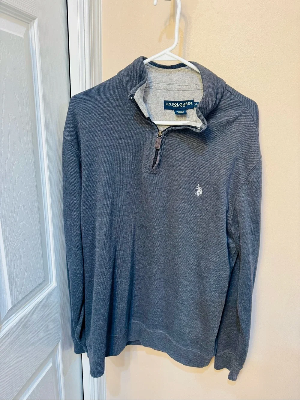 U.S. Polo Assn. Men's Heather Charcoal Quarter-Zip Sweater